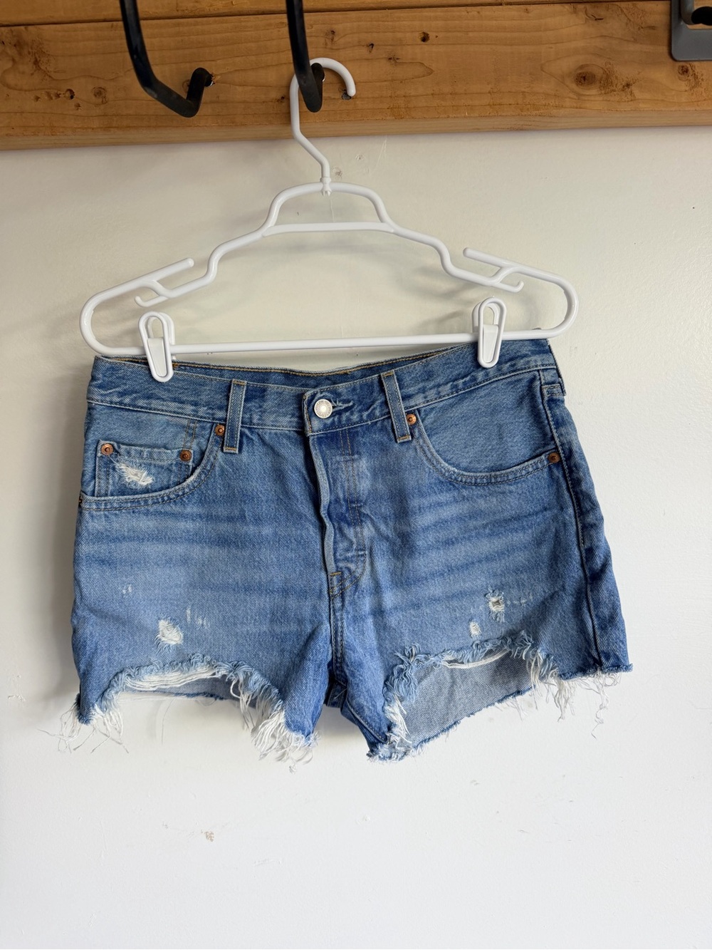 Levi's Light Blue Distressed Denim Cutoff Shorts